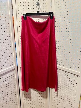 Rachel Zoe Fuchsia Satin Midi Slip Skirt Women's Size 8